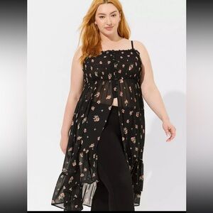 Torrid Chiffon Button Up Sleeveless Tunic 00X NWT